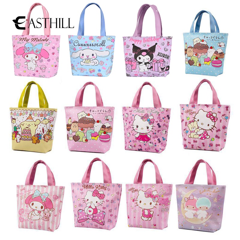 Túi Da PU Đựng Hộp Cơm Trưa Di Động Họa Tiết Hoạt Hình Kuromi My Melody Cinnamoroll Dễ Thương