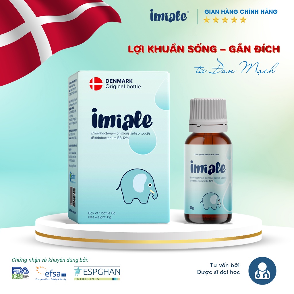 IMIALE - Men vi sinh, lợi khuẩn sống gắn đích từ Đan Mạch, cải thiện tiêu hóa, biếng ăn tăng đề kháng