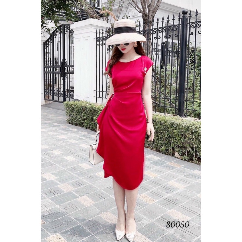 Đầm Váy Đỏ Thời Trang đi chơi đi tiệc, Kiều dáng đẹp xinh