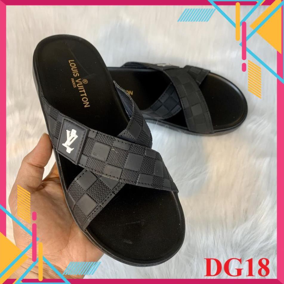 Dép LV ❤️FREESHIP❤️ Dép nam LV quai ngang - Dép Nam 2 Quai Cao Cấp DG18