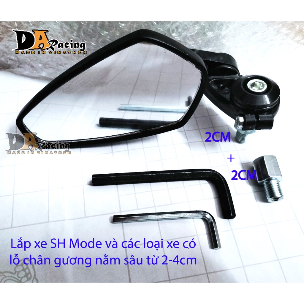 Gương gù chân gương mặt kính trắng lắp SH,SH Mode,Wave,Sirius, AB, vvv