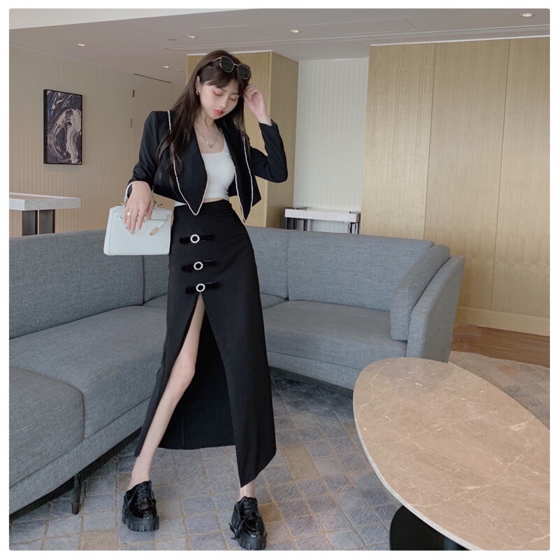 Chân Váy Dài Đính Nút Kiểu Xẻ Tà Gợi Cảm - SOGI CV03 | BigBuy360 - bigbuy360.vn