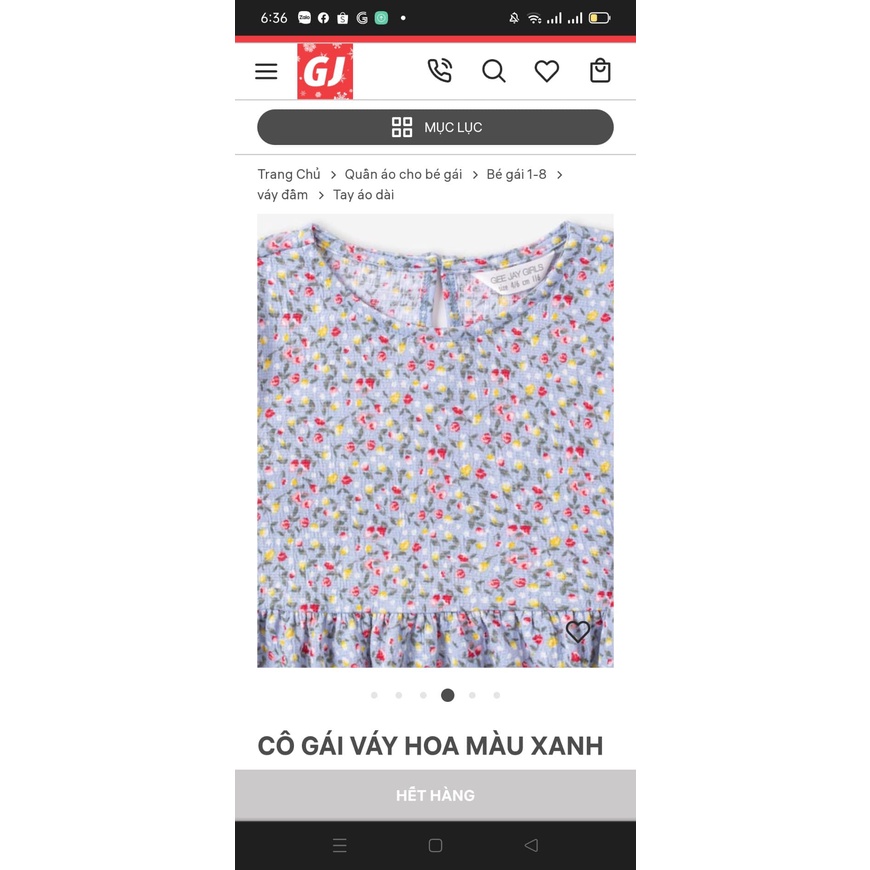 Đầm dài tay bé gái hoa nhí xuất dư xịn hãng GJ