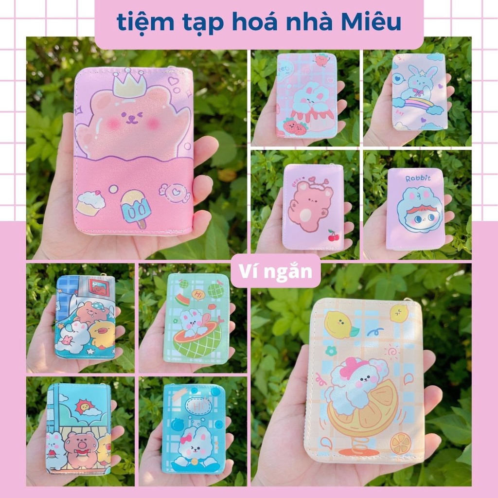 Ví nữ cầm tay ngắn mini bỏ túi khóa kéo hoạt hình ngộ nghĩnh đáng yêu phong cách Hàn Quốc - tiệm tạp hóa nhà Miêu