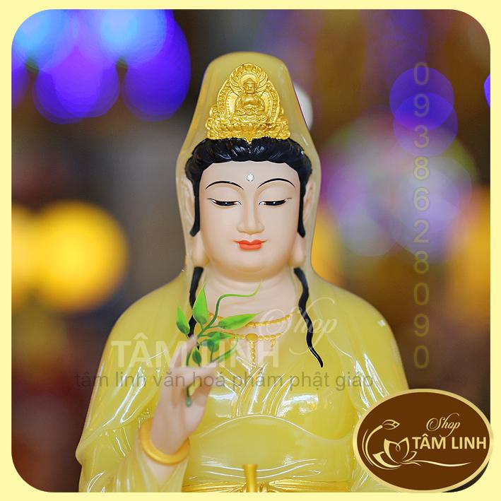 Tượng Quan Âm Bồ Tát cao 50 cm bằng đá Poly Siêu Đẹp