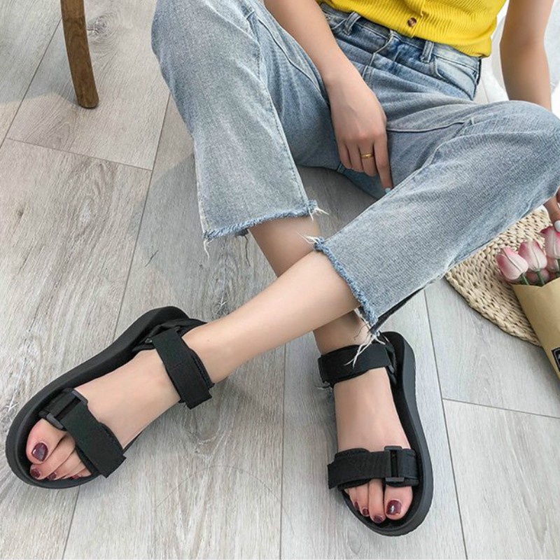 Giày sandal IELGY khóa dán đế bằng thời trang đi biển cho mẹ bầu
