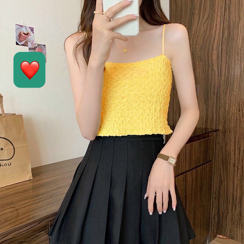Áo xốp 2 dây croptop kiểu vảy cá cực xinh , chất thun xốp dày dặn