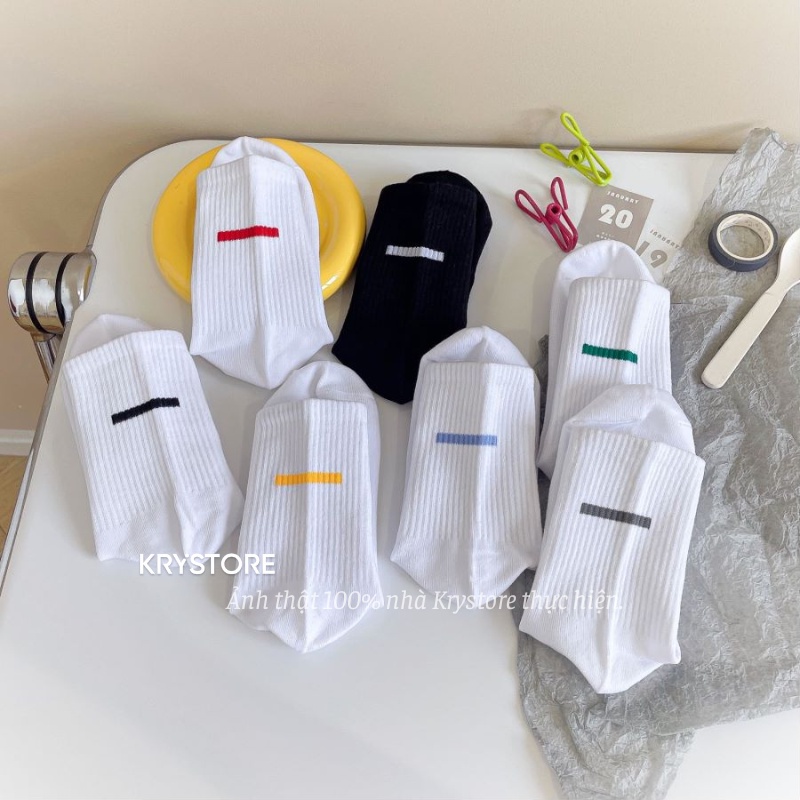 Set 5 đôi tất vớ thanh màu nam nữ cotton basic Krystore , vớ thể thao chất đẹp ST04