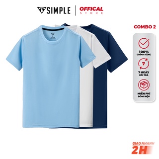 Combo 3 Áo Navi - Trắng - Thiên Thanh Thun Trơn Nam TSimple