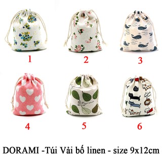 Túi vải bố linen mềm có dây rút nhỏ xinh đựng hoa khô cà phê hoa thơm trang trí tiệc cưới phụ kiện thời trang