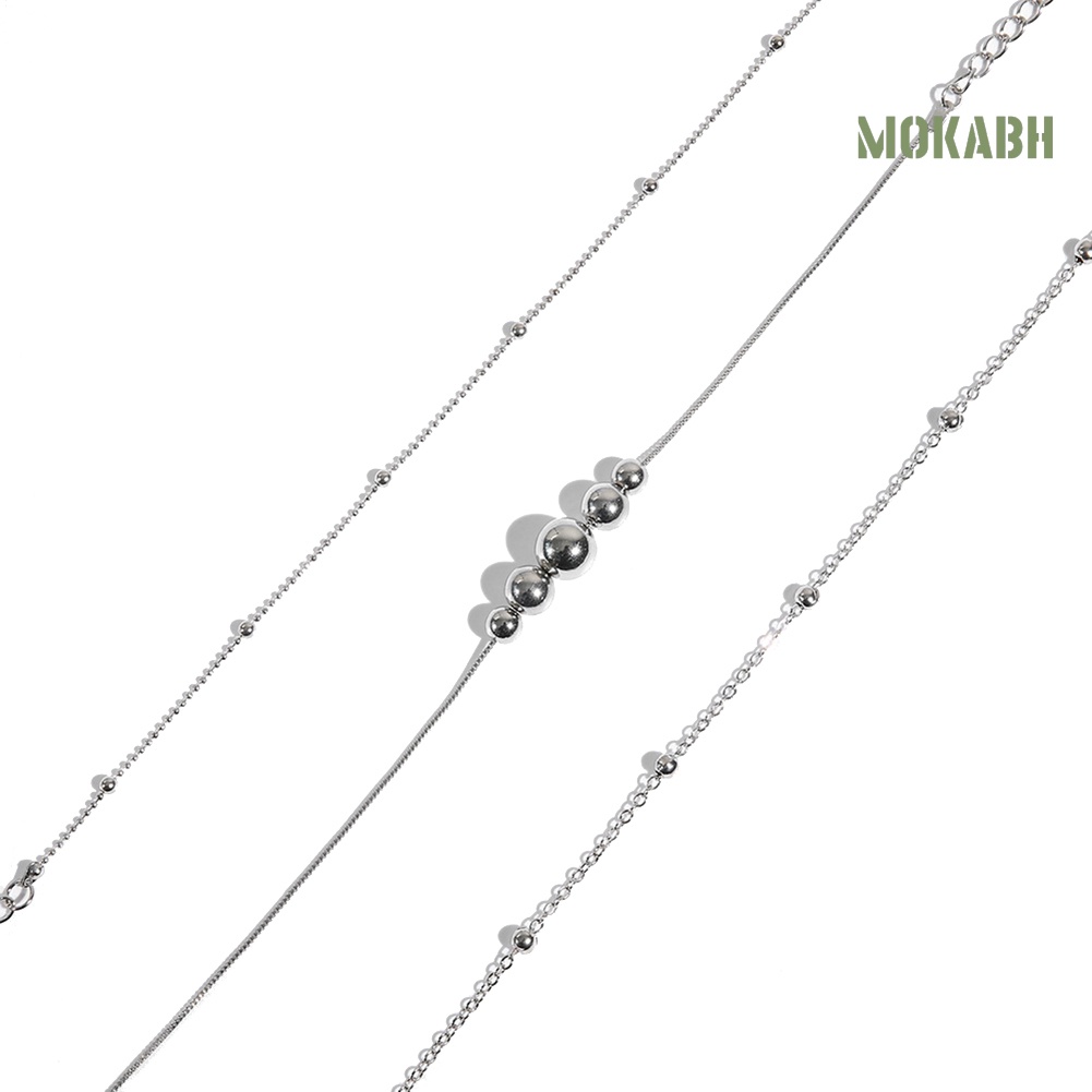 Set 3 Lắc Chân Dạng Chuỗi Hạt Tròn Thời Trang Có Thể Điều Chỉnh Cho Nữ