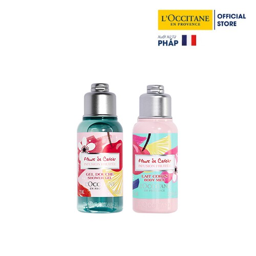 Bộ sản phẩm gel tắm và dưỡng thể hương hoa Anh Đào Cherry Blossom Fluers De Cerisier 75ml L'Occitane