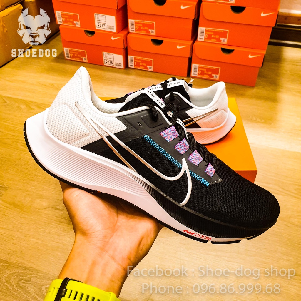 Giày chạy bộ Pegasus 38 Đen logo bạc - Cam kết chính hãng