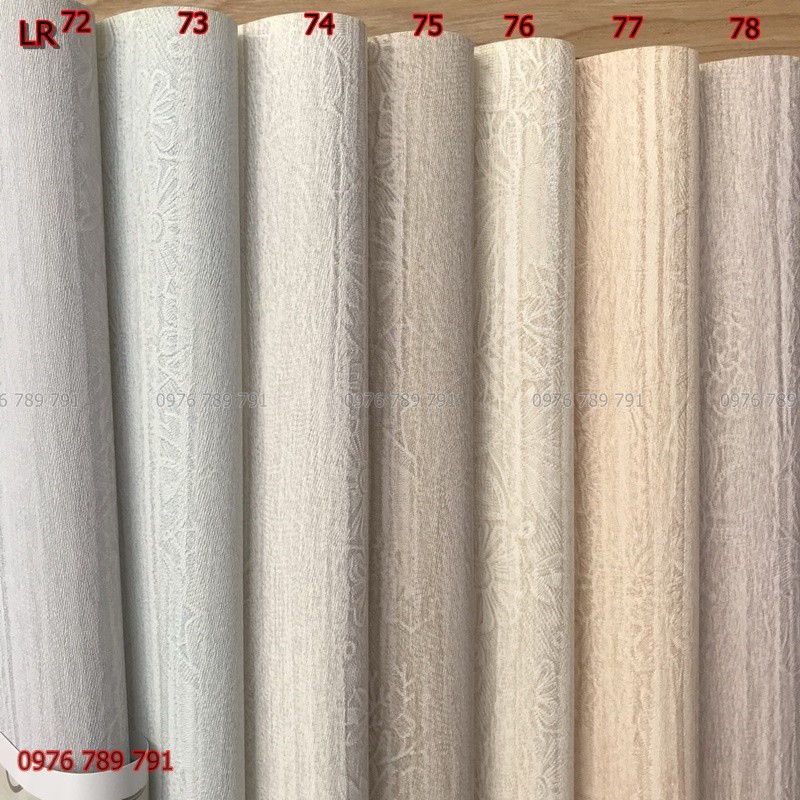 10M Giấy Dán Tường Trơn Sần Xước Vân Gỗ Dọc LR75 Lụa Không Keo Khổ Rộng 53 cm