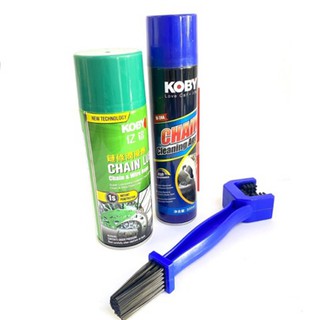 3 MÓN xịt dưỡng sên + xịt rửa sên + chổi cọ sên hãng KOBY giúp sên sạch sẽ êm ái mượt mà - 3T Racing