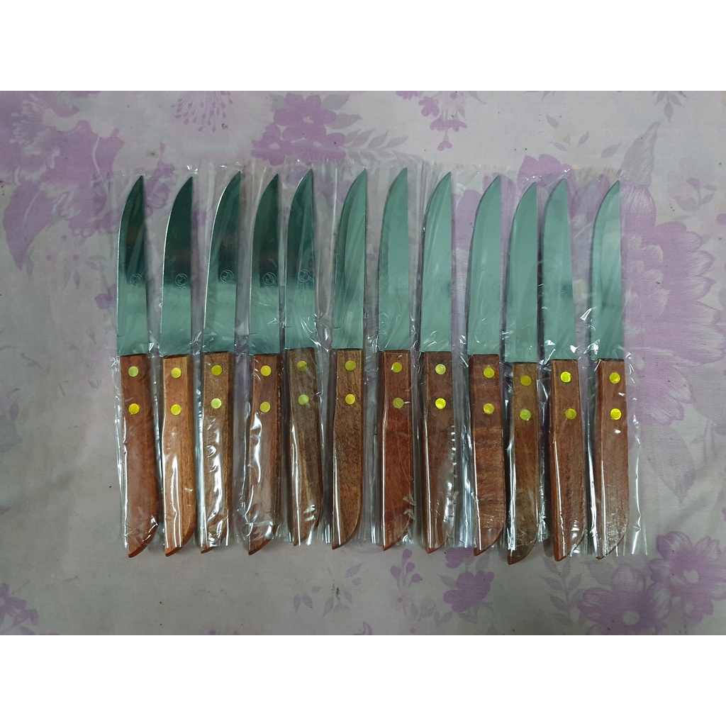 Hộp 12 Cây Dao Kinwi Stainless Steel Kitchen Knife Cán Gỗ Mũi Nhọn