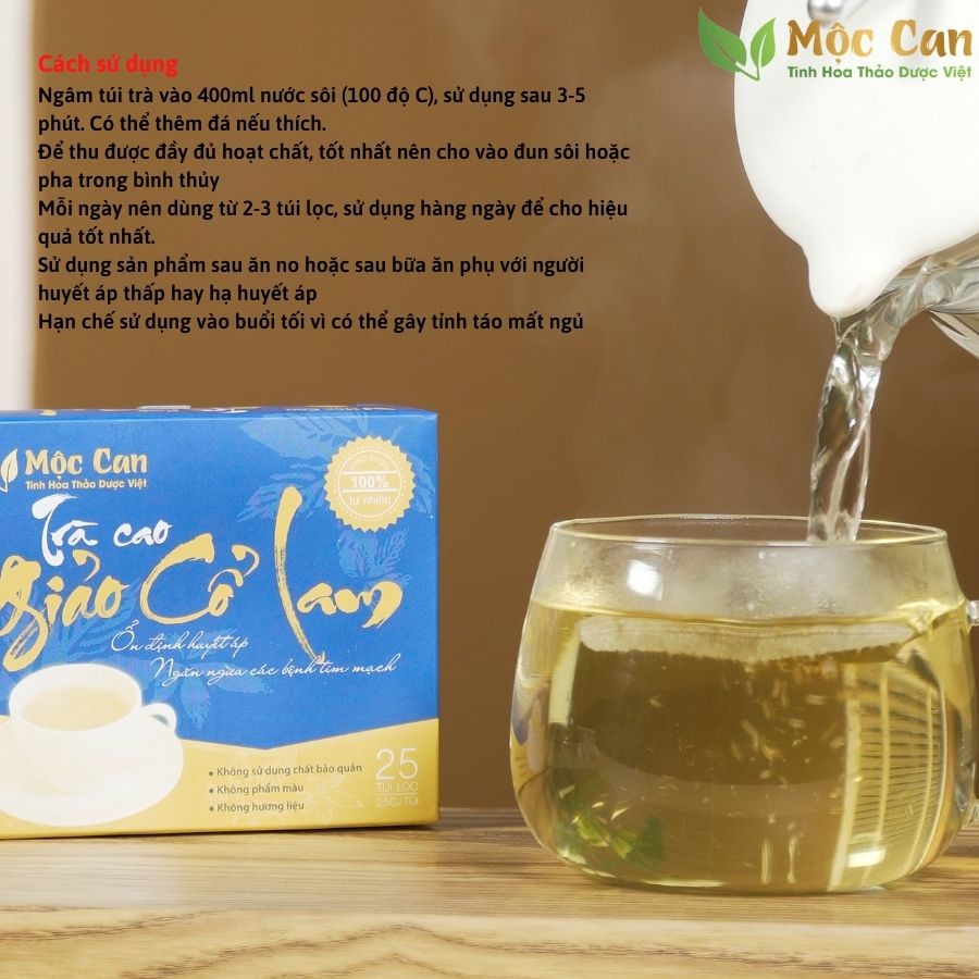 Trà Cao Giao Cổ Lam Túi Lọc Mộc Can, Trà Giảm Cân Giảm Mỡ Máu Ổn ĐỊnh Huyết Áp Ngăn Ngừa Các Bệnh Tim Mạch  Hộp 25 Túi