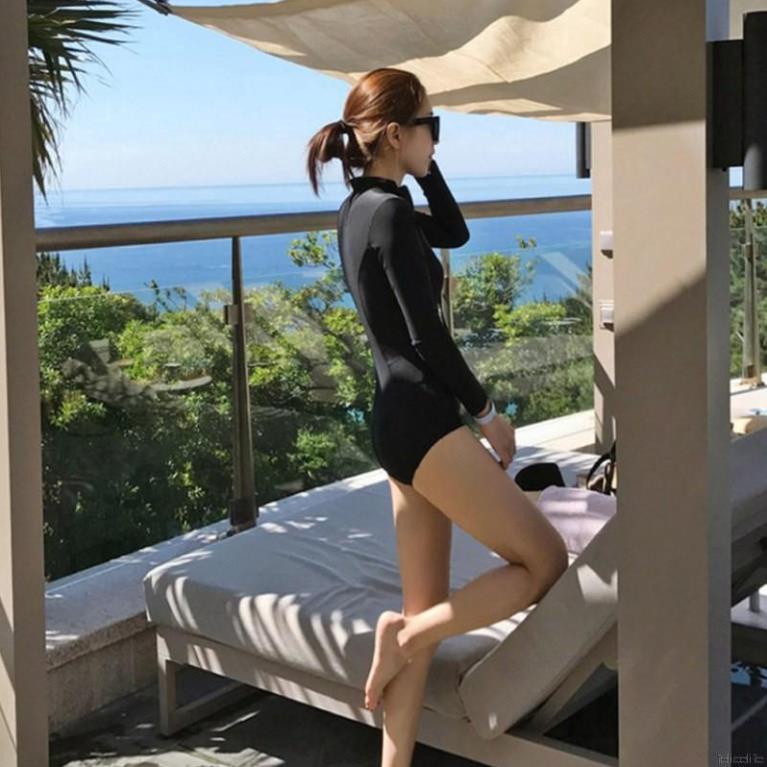 Bộ đồ bơi liền thân khóa kéo màu trơn gợi cảm cho nữ sexy | BigBuy360 - bigbuy360.vn