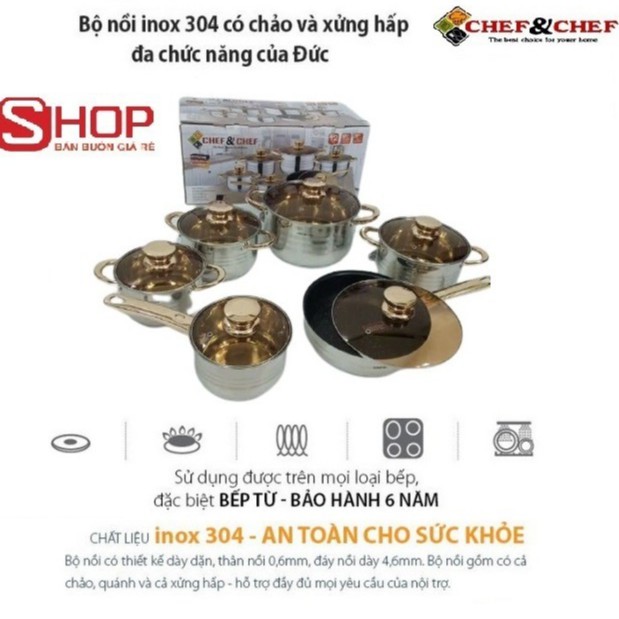 BỘ NỒI 6 MÓN VUNG KÍNH CHEF &amp; CHEF CÔNG NGHỆ ĐỨC- P SHOP