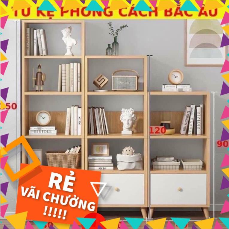 HÀNG LOẠI 1 Decor, Kệ sách gỗ trang trí phong cách bắc âu nhiều tầng, dễ lắp ghép