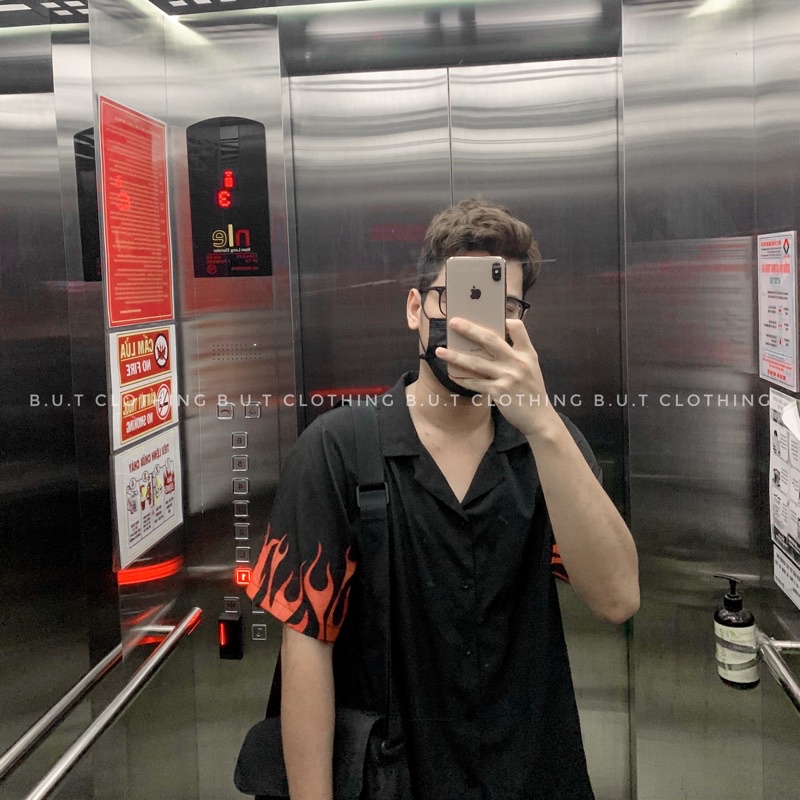 Áo sơ mi họa tiết ngắn tay TAY LỬA trơn mềm dành cho nam nữ | BUTCLOTHING