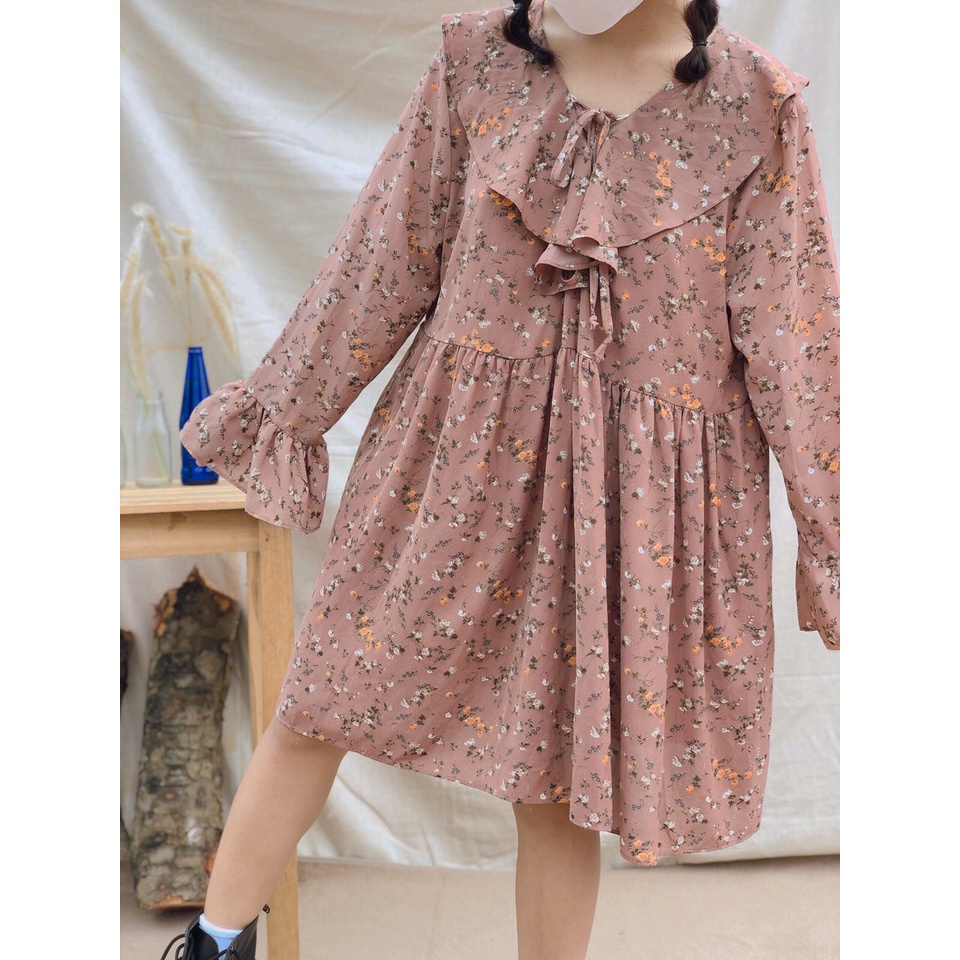 Váy babydoll hoa cổ bèo