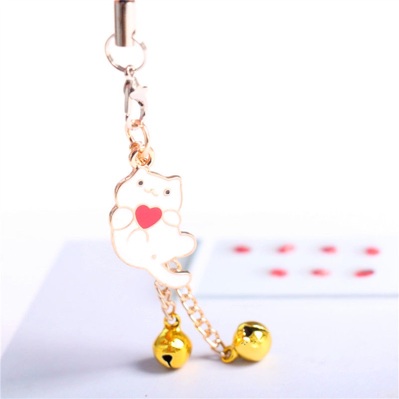 Hàng Mới Về Móc Khóa Điện Thoại Hình Mèo Trắng Đen Mini Dễ Thương