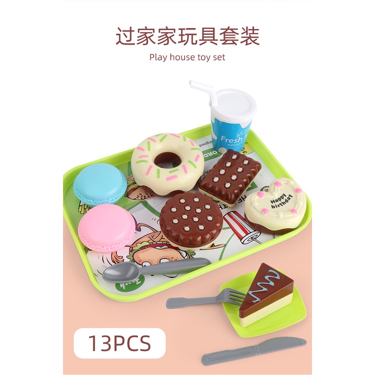 ZHAN QI TOYS Set đồ chơi thức ăn mô hình DIY mini hamburger sandwich khoai tây chiên dành cho trẻ em
