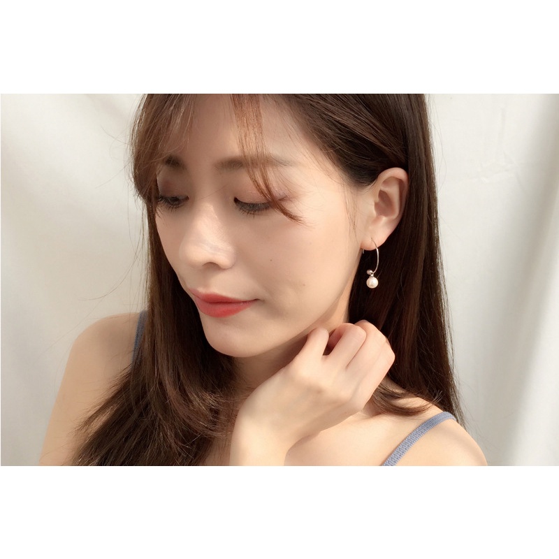 Bông tai MANYUE hình học đính ngọc trai nhân tạo đơn giản ngọt ngào phong cách Hàn Quốc cho nữ