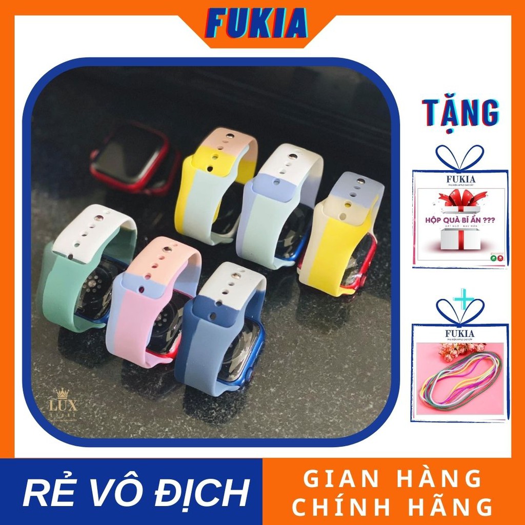 Dây Sport silicon phối màu dành cho Apple Watch đồng hồ thông minh Series 1/2/3/4/5/6/7/SE size 38/40/41/42/44/45mm