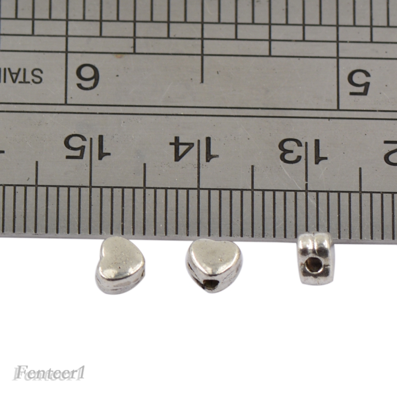 1 [Fenteer1] 100 Hạt Charm Bạc Tây Tạng Hình Trái Tim 5mm
