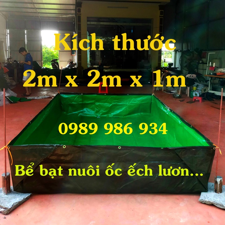 Bể bạt nuôi ốc kích thước 2m x 2m x 1m loại bạt bộ đội dày dai bền