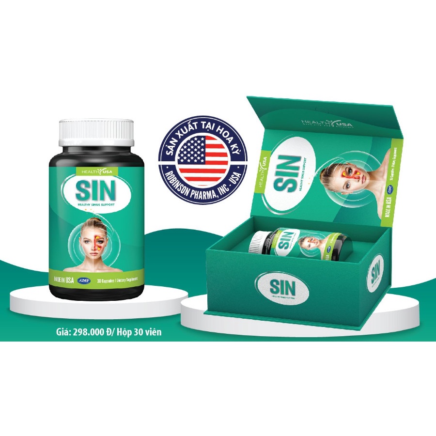 Viên uống thảo dược SIN-GIẢM VIÊM MŨI XOANG-Nhập Khẩu Mỹ-GIẢM VIÊM MŨI DỊ ỨNG, ĐAU ĐẦU NHỨC XOANG-NGĂN BỆNH TÁI PHÁT