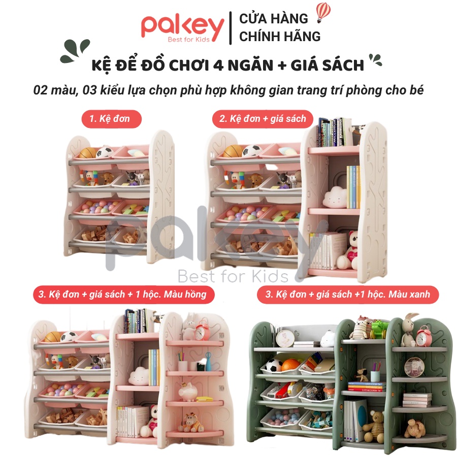 Kệ để đồ chơi Pakey cho bé cao cấp, Hàng loại I, kệ đồ chơi nhựa nguyên sinh dày dặn chắc chắn