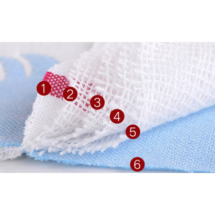 Khẩu trang xô 6 lớp màu sắc cho bé 3-7 tuổi KT37