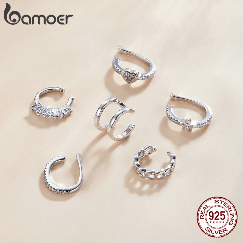 BAMOER 1 Cái (1 Cái) Bông Tai Xi bạc 925 Trang Sức Quà Tặng Cho Nữ