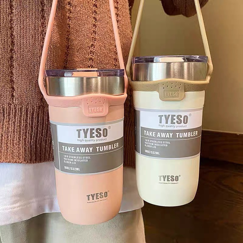 Ly giữ nhiệt tyeso 550ml - 710ml + ống hút + quai xách