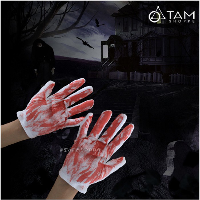 Cặp 02 cái găng tay dính máu hóa trang Halloween