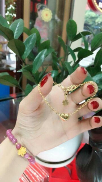 Lắc tay tim bạc xi vàng