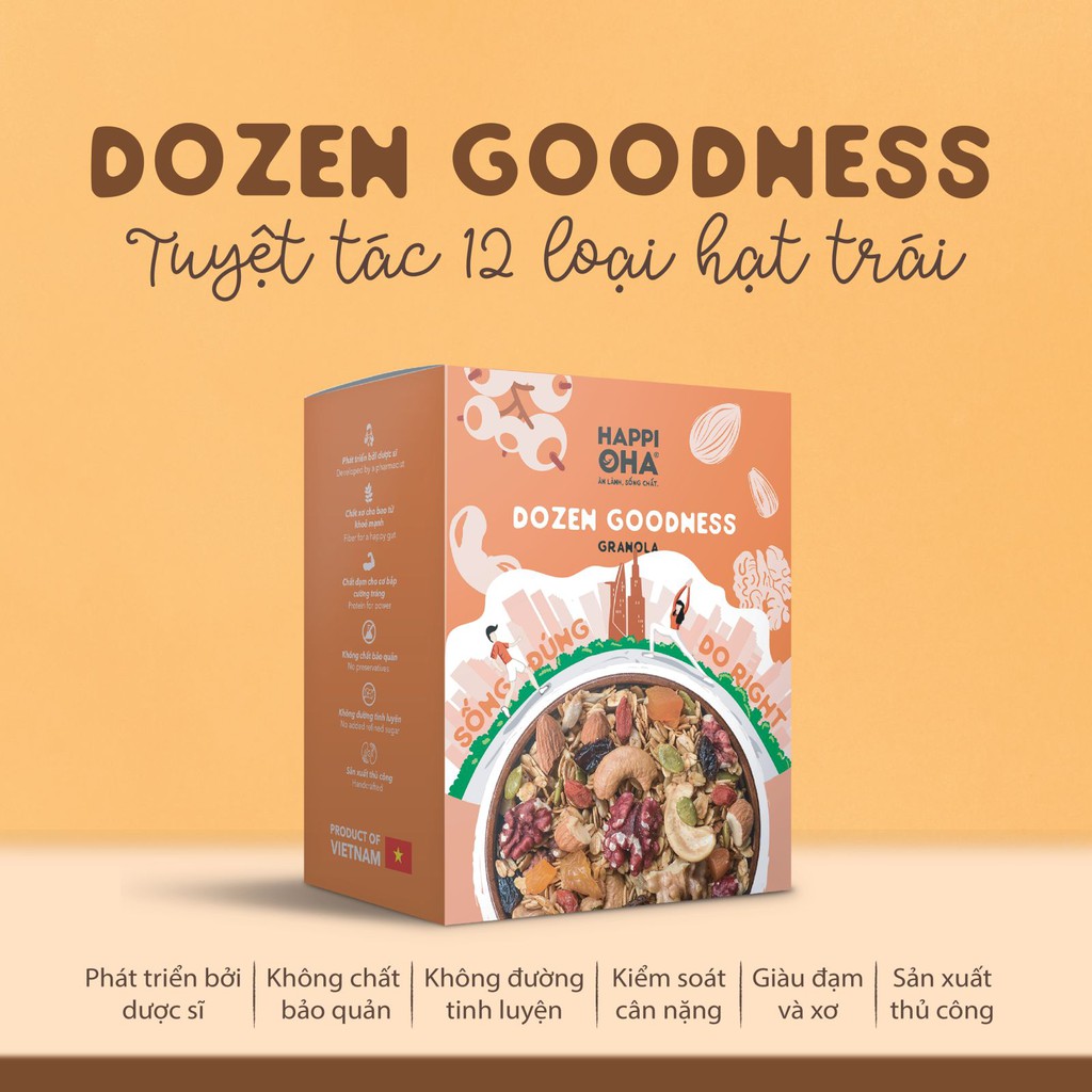 [Combo Chuẩn Dáng] Granola Ăn Kiêng Siêu Hạt 400g + Yến Mạch Ăn Kiêng 500g + Bơ đậu phộng 100g HAPPI OHA