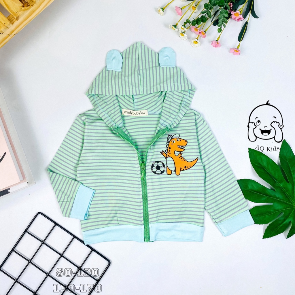 [BÉ 7-28kg] Áo Khoác Cho Bé Vải Sọc Visco Size, Hàng Chính Hãng Minlybaby AKS3