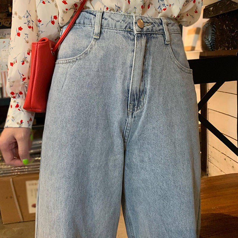 Quần Jeans Nữ Lưng Cao Ống Rộng Thời Trang