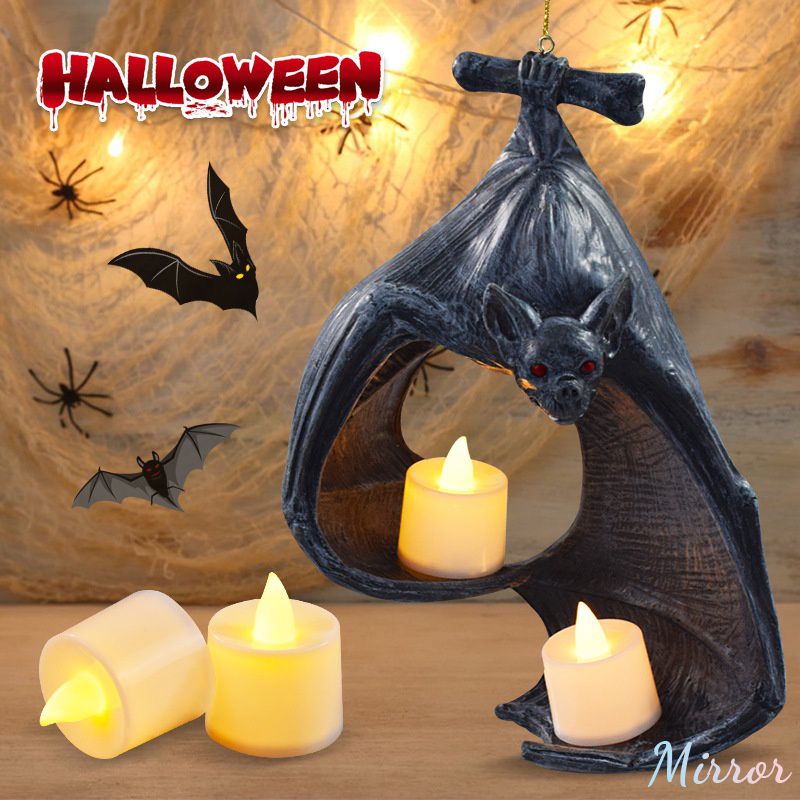 ♕2022 Đen Bát Tường Nến Tealight Giá Đỡ Chân Nến Trang Trí Halloween Chân Nến Nhà Nến Nhựa Để Đồ Trang Trí