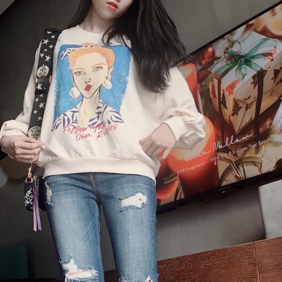 Áo sweater nữ tay dài phong cách Hàn Quốc