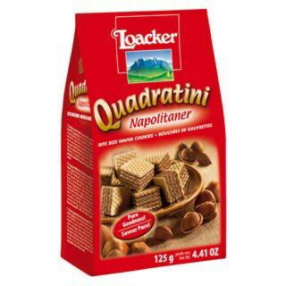 Bánh xốp Loacker Quadratini kem hạt dẻ 125g