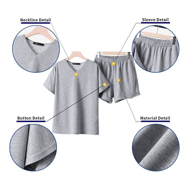 Set đồ Zanzea gồm áo thun ngắn tay cổ tim và quần short ống rộng thời trang dành cho nữ