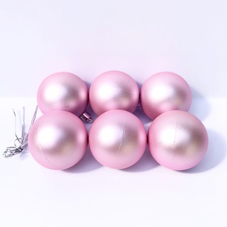 Combo 6 quả châu(quả bóng) mờ hồng pastel trang trí Noel, Giáng sinh, Năm mới