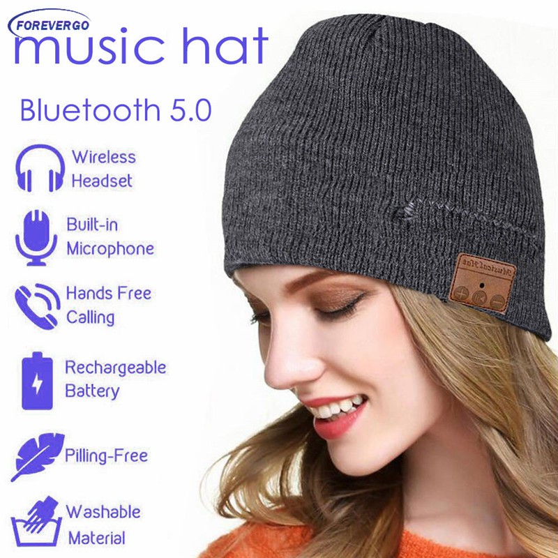 Mũ Beanie Tích Hợp Tai Nghe Bluetooth 5.0 Không Dây Kèm Mic