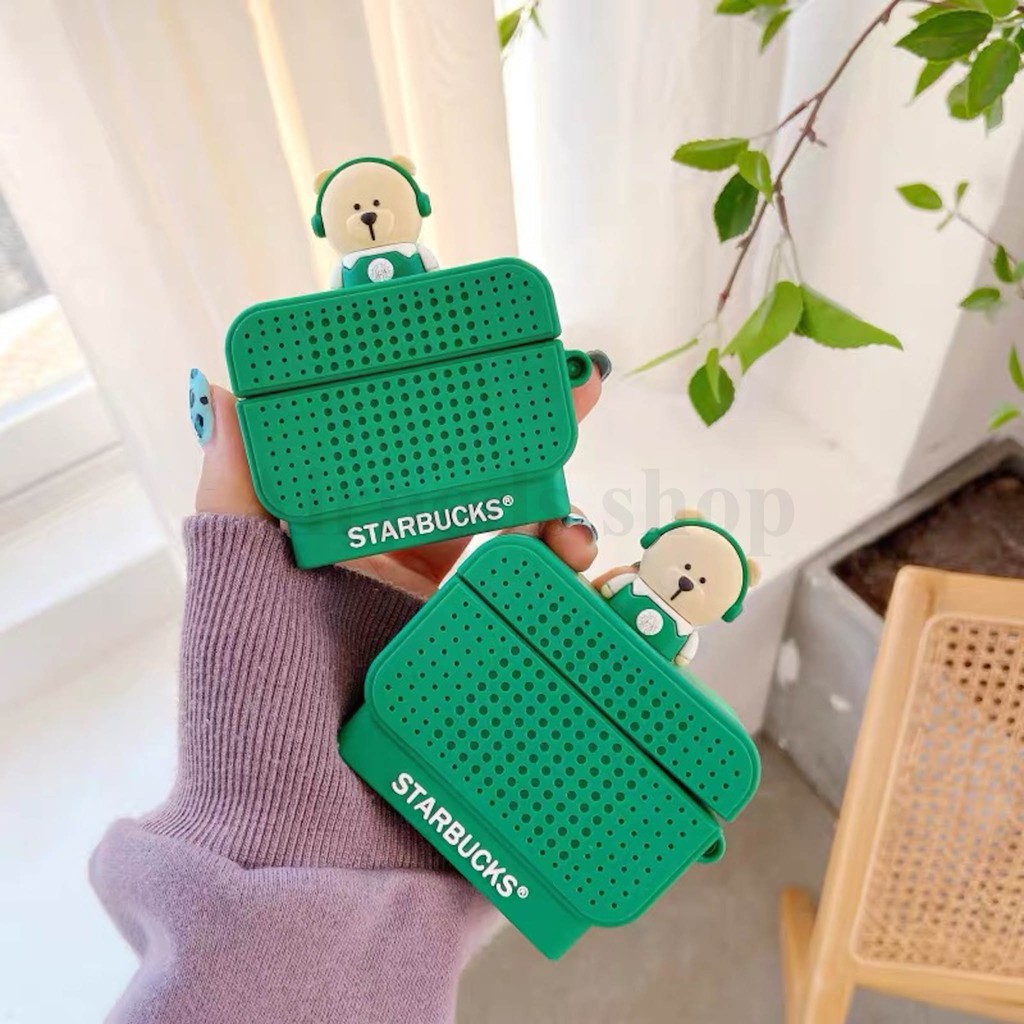(Hàng loại 1) Ốp Airpods 1/2, Airpods Pro loa gấu Starbucks silicon 3d cao cấp
