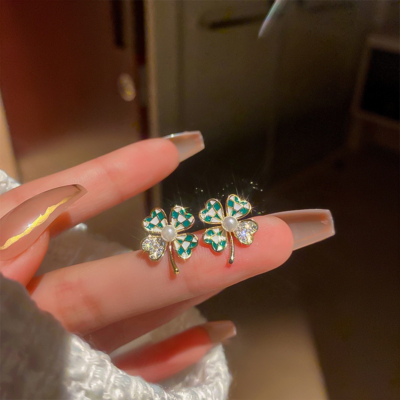 Bông Tai Hình Chiếc Lá Đính Đá Lấp Lánh Phong Cách Hàn Quốc Thời Trang Cho Nữ